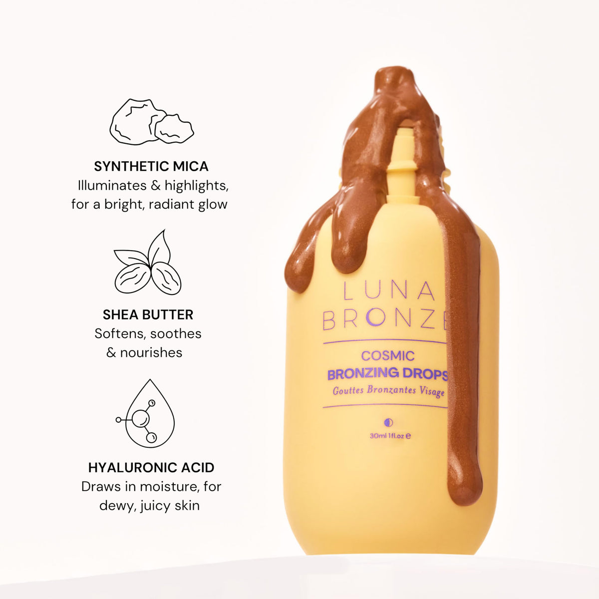 Luna Bronze Cosmic Bronzing Drops on neck and décolletage for cohesive glow