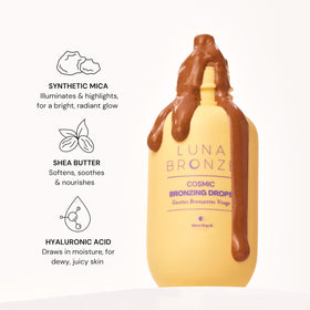 Luna Bronze Cosmic Bronzing Drops on neck and décolletage for cohesive glow