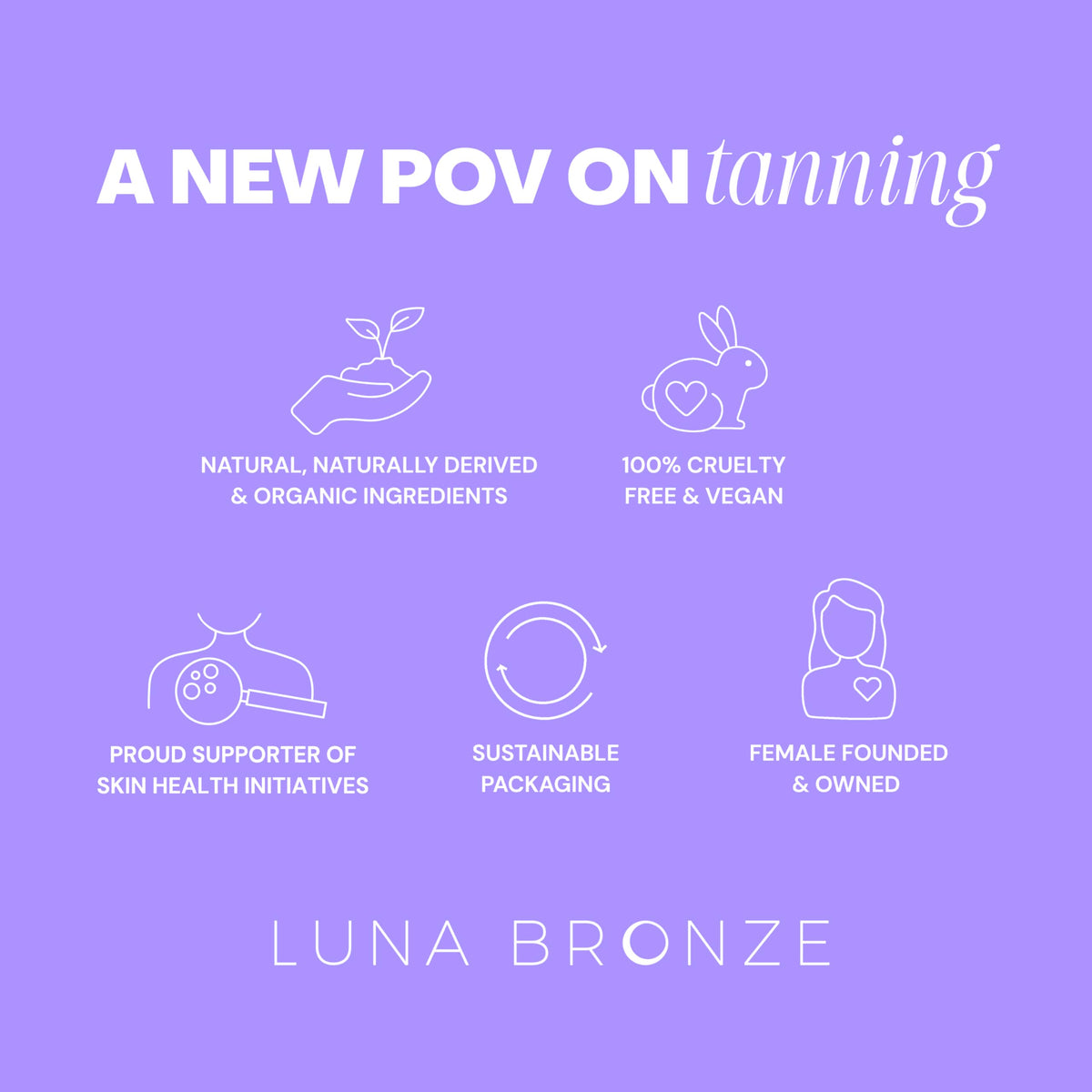 Luna Bronze Cosmic Bronzing Drops packaging highlights vegan, cruelty-free formula