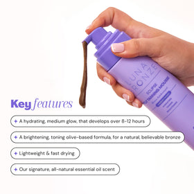 Luna Bronze Eclipse Self Tan Mousse glow after 6-12 hours reveals olive-toned tan