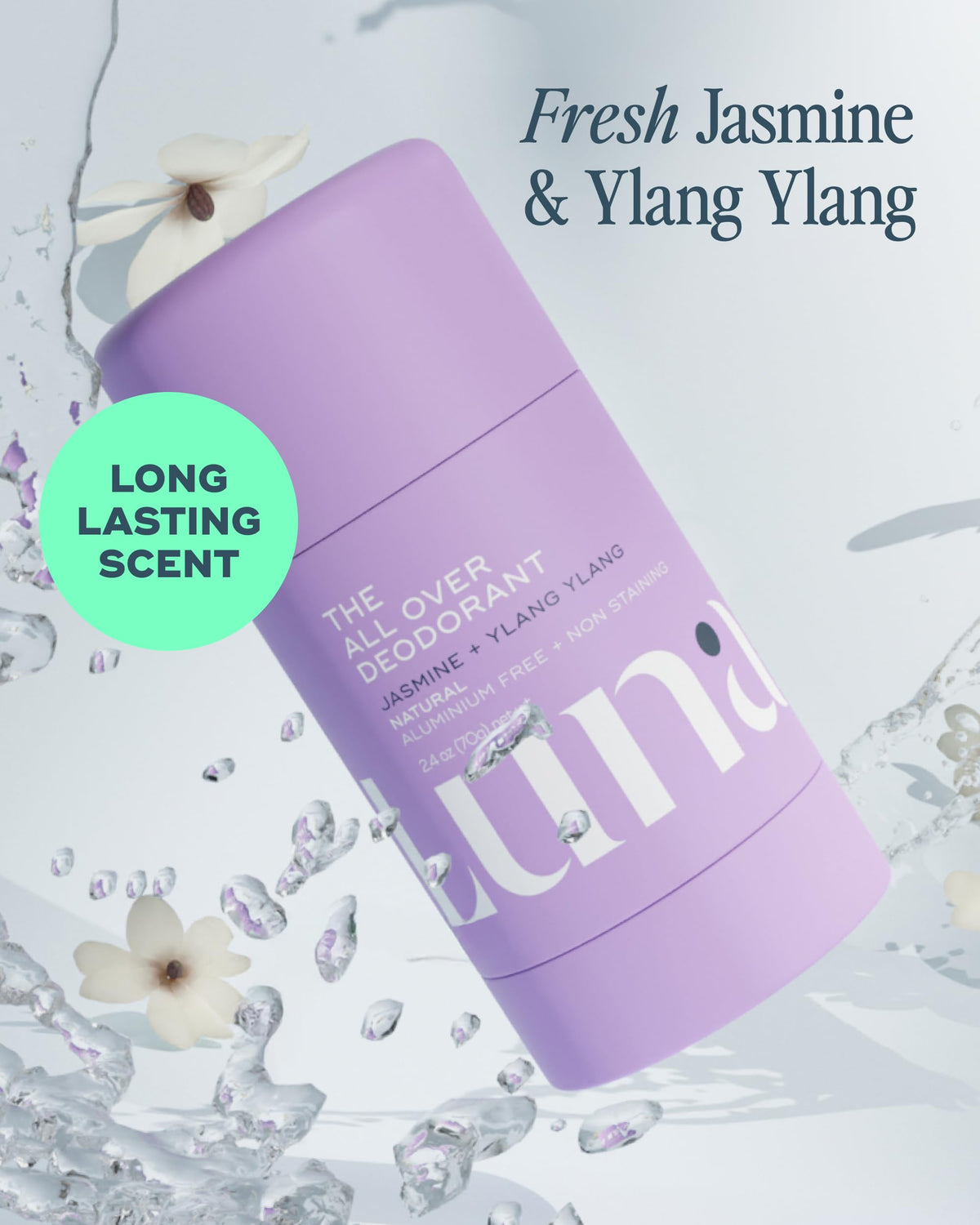 Luna Daily All Over Deodorant Stick floral scent diffusion leaves a soft fragrance