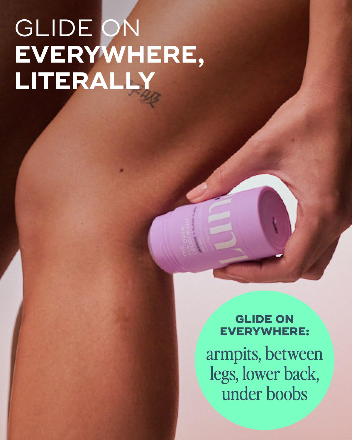 Luna Daily All Over Deodorant Stick hyaluronic acid ingredient close-up supports hydration