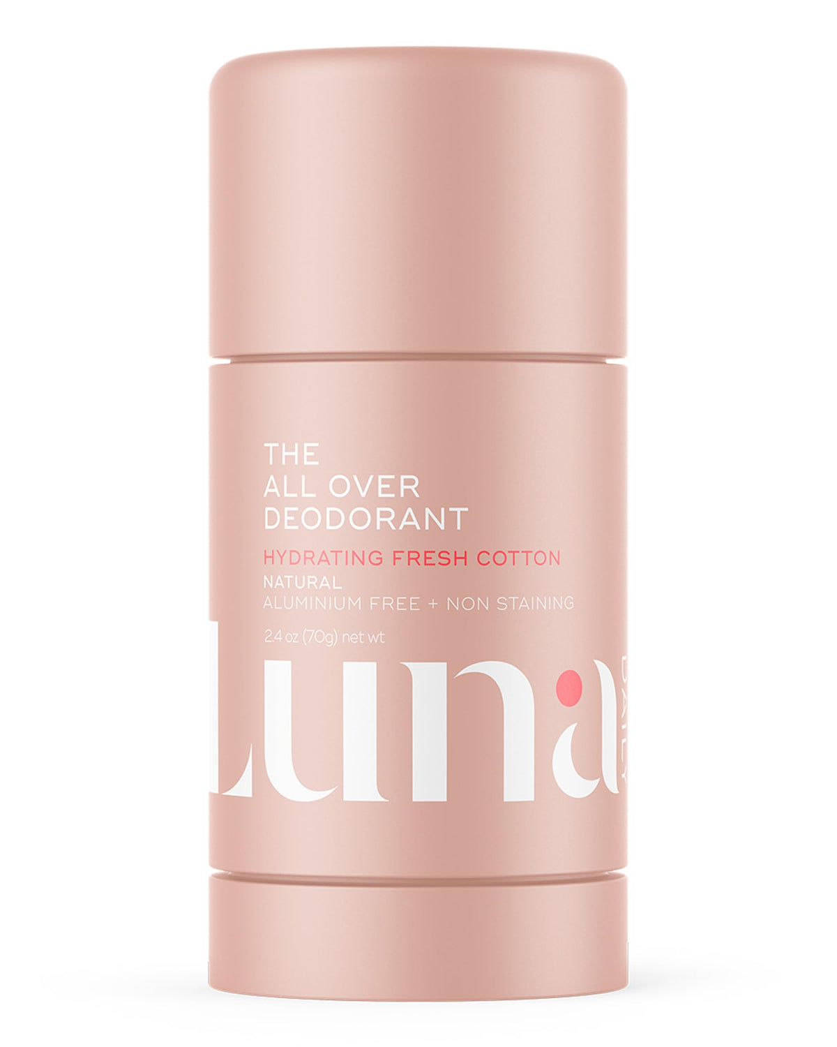 Luna Daily All Over Deodorant Stick with Soft Cotton scent delivering all-day freshness