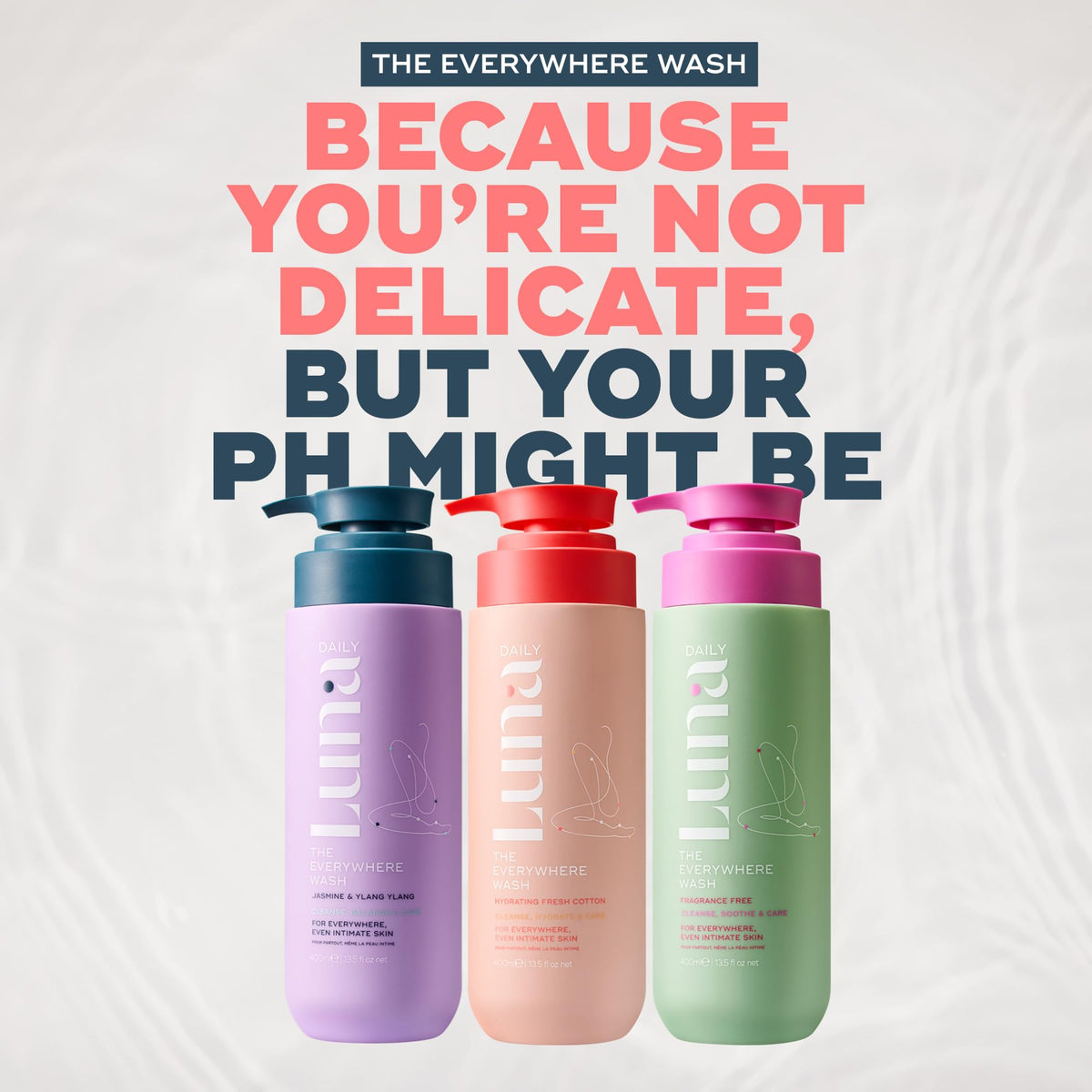 Luna Daily Hydrating Everywhere Wash pump dispenser setup