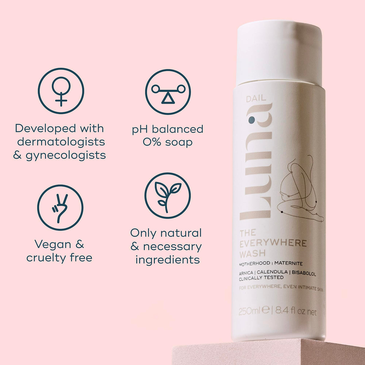 Luna Daily Intimate Wash motherhood-safe formula suitable for sensitive skin
