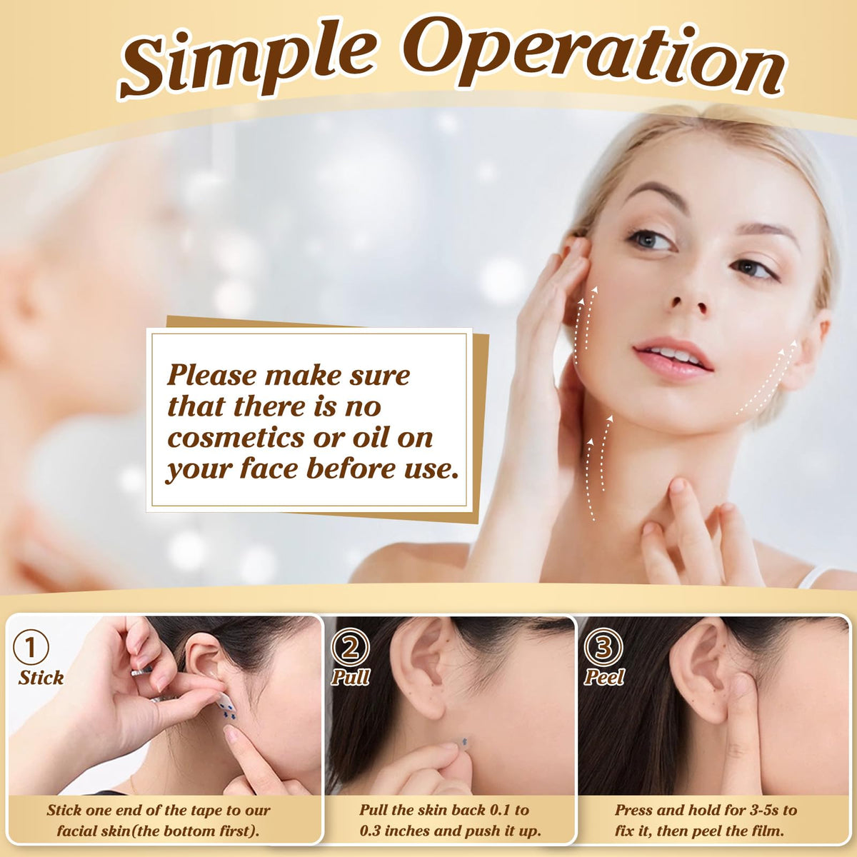 Lunafleur face tape Under Makeup Invisible blending with makeup for seamless hold