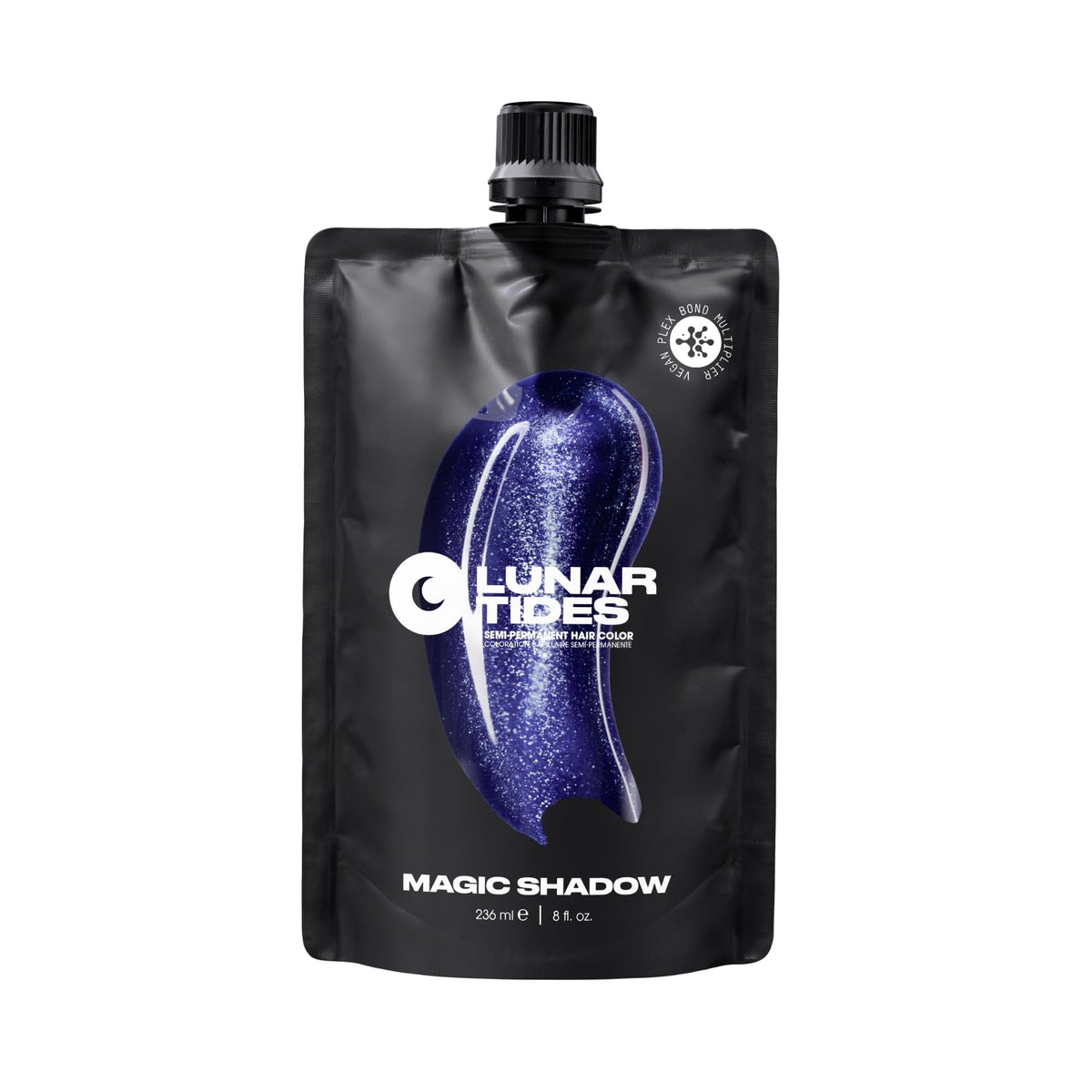 Lunar Tides semi-permanent color in Magic Shadow bottle provides vibrant pigment and conditioning care.