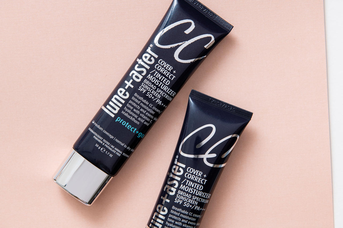 Lune+Aster CC Cream on bare skin yields natural glow.