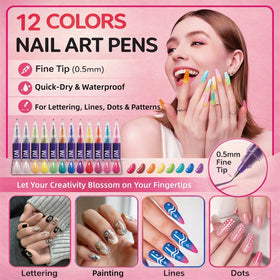 LuneHe life nail art pens in use on drawing area for detailed designs