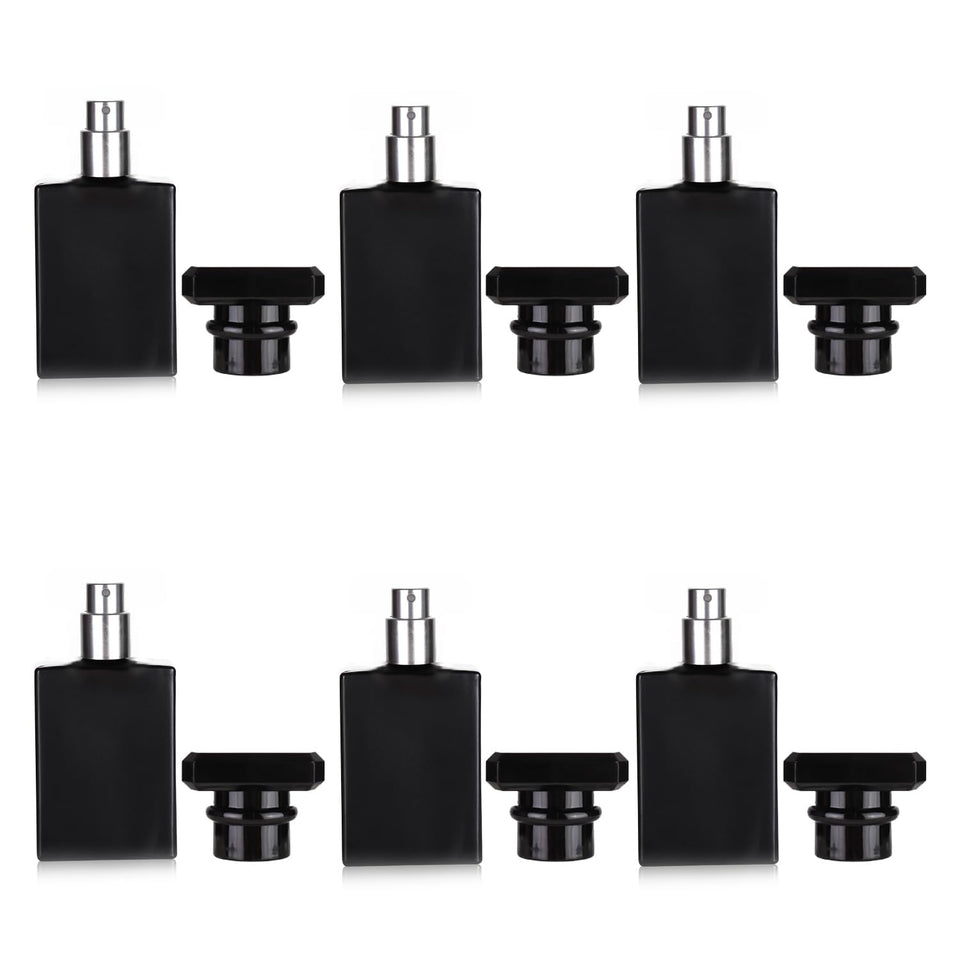 Luojery 6-pack 30ml black refillable bottles, ideal for travel and easy reapplication.