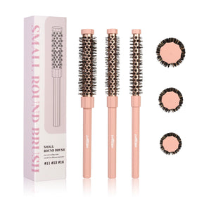 LuottsCare small round hair brush pink for precise styling and on-the-go touch-ups.