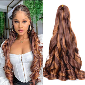 Luoyudu French curl braiding extensions in 24-inch length for a full natural look.