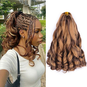 Luoyudu French Curl Braiding Hair 12inch close-up shows silky fibers for natural blend.