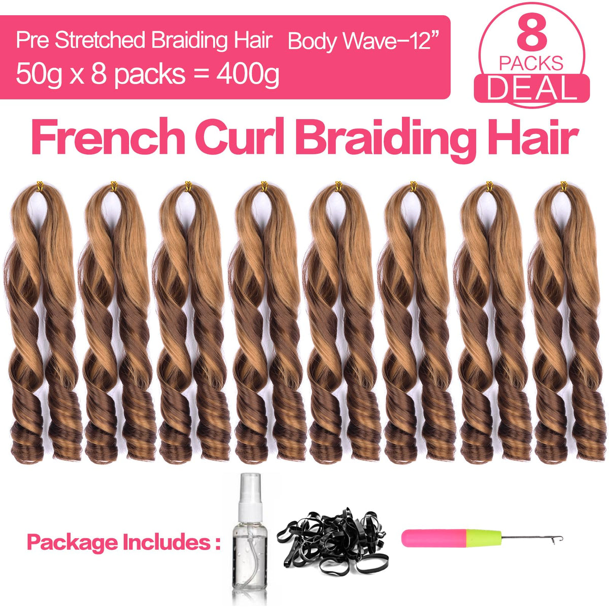 Luoyudu loose wavy 12inch curls highlight soft shine and voluminous look.