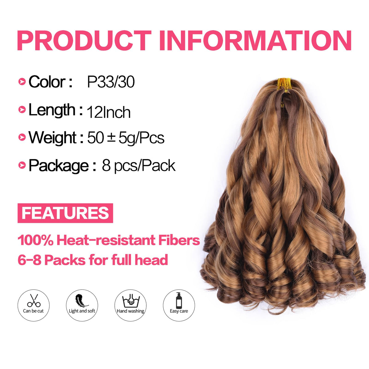 Luoyudu French Curl 12inch pack layout demonstrates uniform curls for easy braiding.