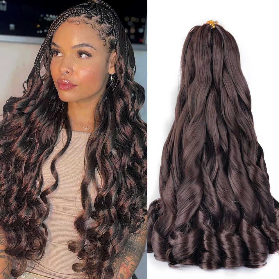 Luoyudu French curl braiding hair 18 inch soft-bouncy texture for versatile braids.