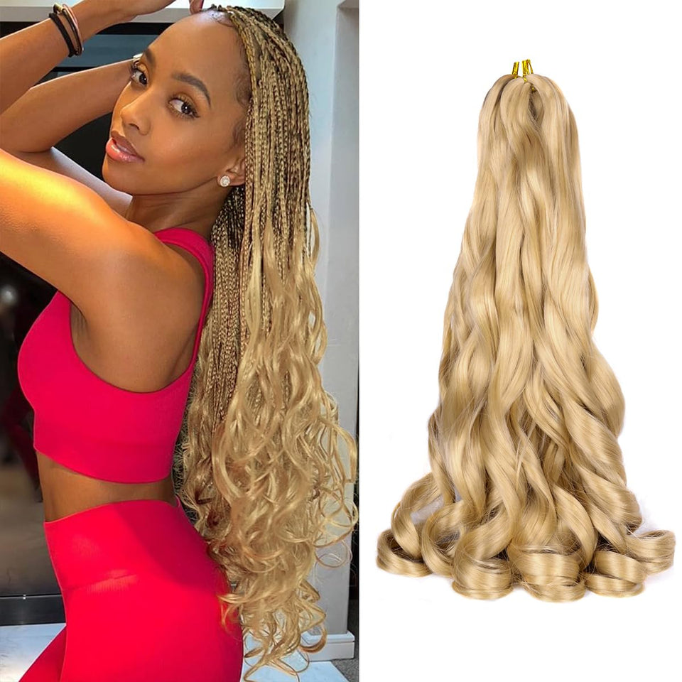Luoyudu French Curl braiding hair 24 inch front view showing natural texture for quick styling.