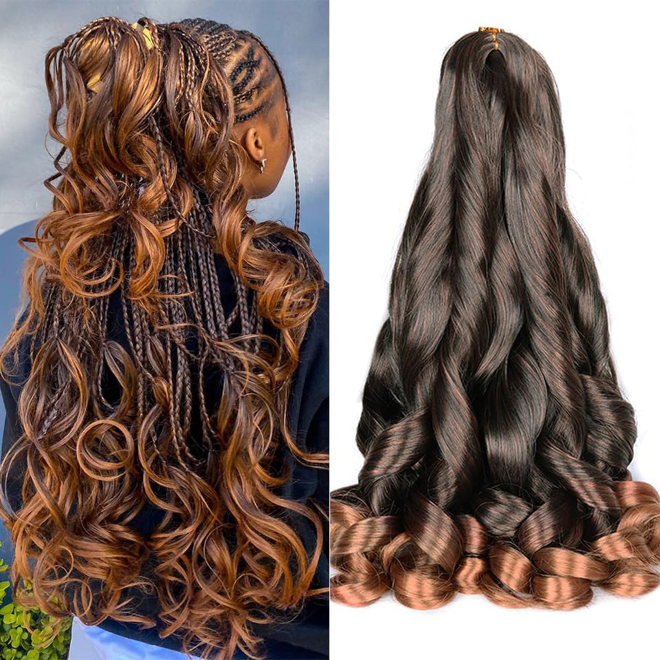 Luoyudu French Curls T30 24-inch braiding hair, soft and natural-looking extensions.