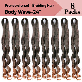 Luoyudu 24-inch braiding hair close-up, silky texture and uniform waves.