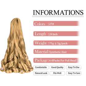 Luoyudu French-curly braiding extensions 27 8-pack demonstrating bouncy curls for a full-head look