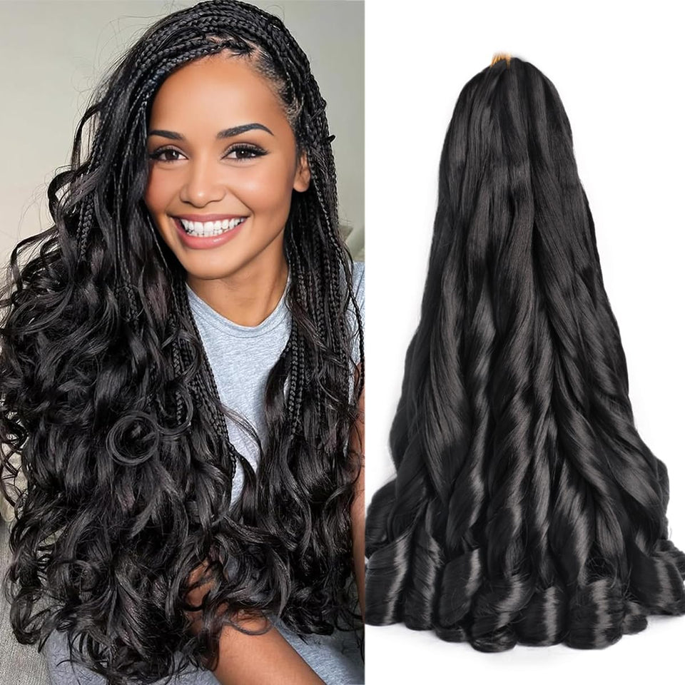 Luoyudu French curly braiding hair 18in close-up of soft synthetic fibers for natural-looking curls