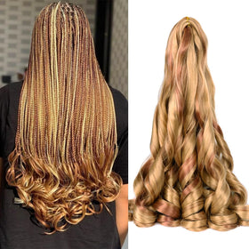 Luoyudu 24 inch French curly braiding hair in a P27/30 color blend for a natural look.