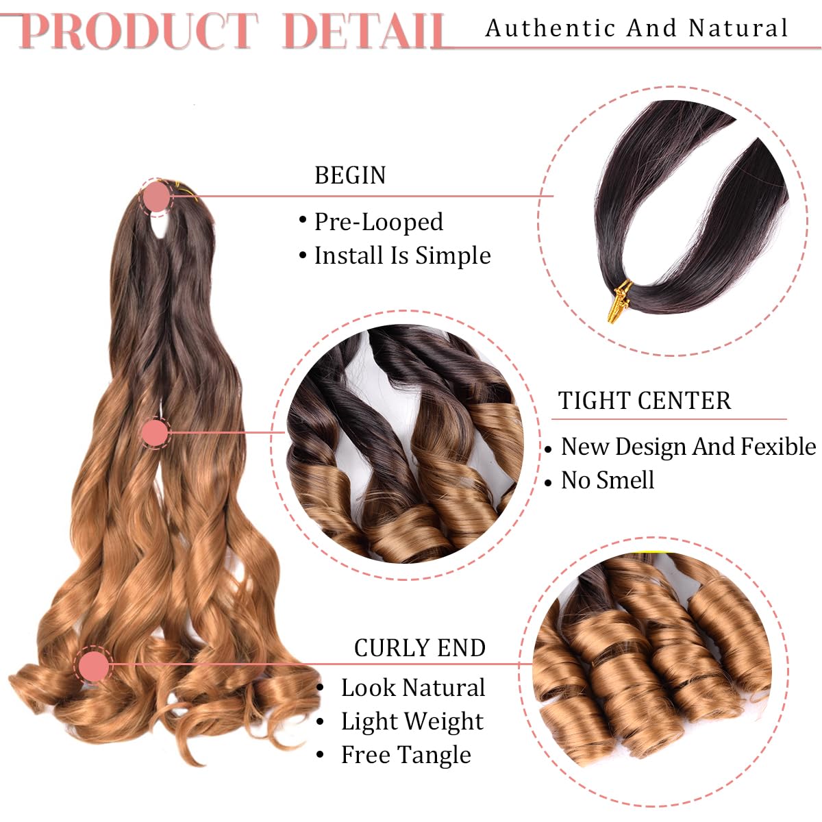 Luoyudu French Curly Braiding Hair 24inch 8-pack packaging view