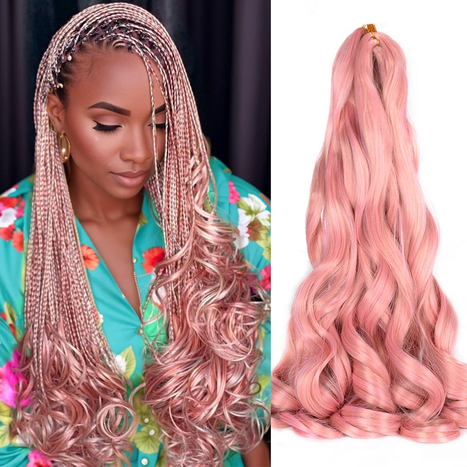 Luoyudu French Curl Braiding Hair pink spiral for natural-looking crochet braids