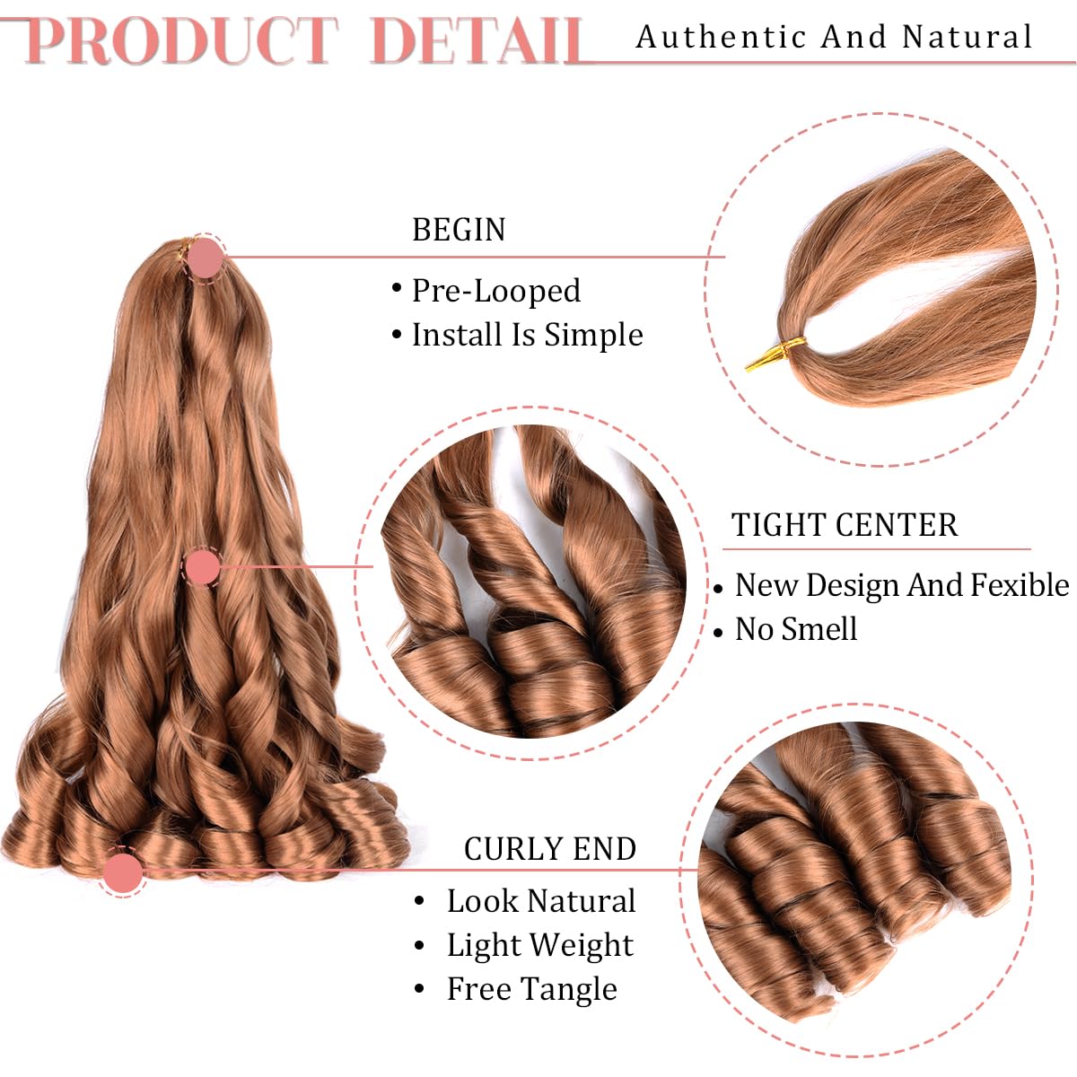 Luoyudu 24-inch pre stretched French curl braid hair feel