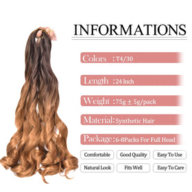 Luoyudu French Curly Braiding Hair 24inch color detail in T4/30 for versatile styles