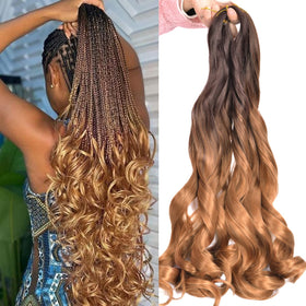 Luoyudu French Curly Braiding Hair 24inch soft fiber close-up for natural texture