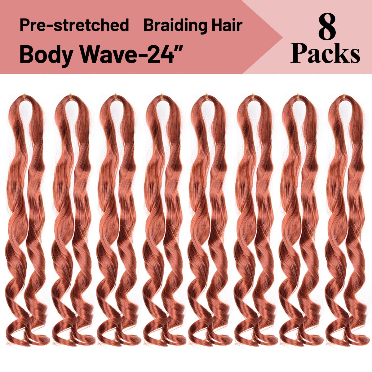 Luoyudu loose wavy braiding hair 24in Ginger 350, versatile for many styles.