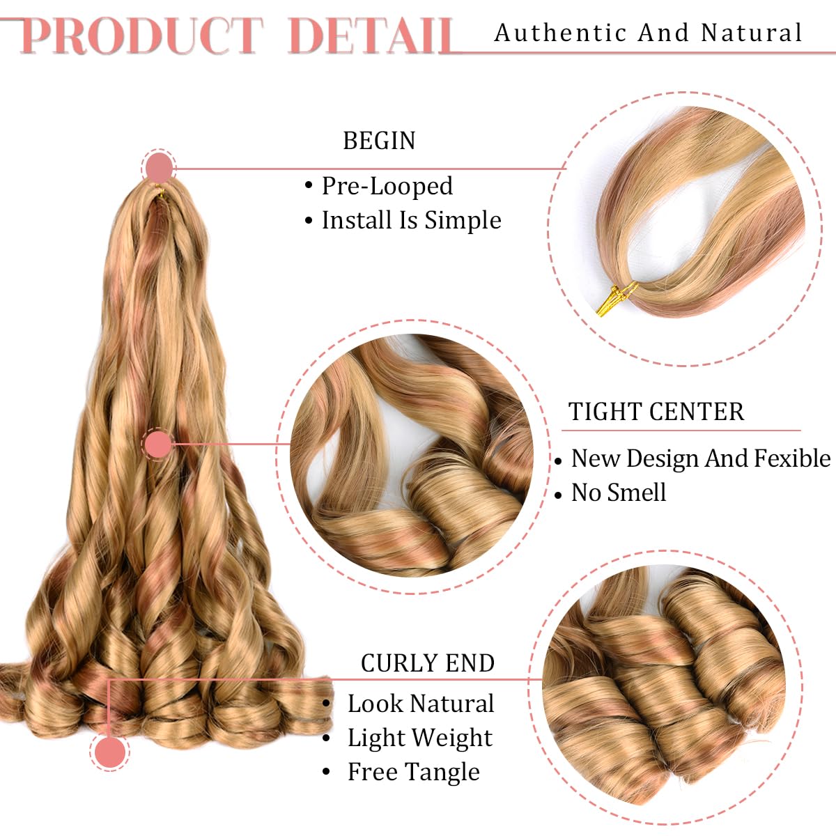 Luoyudu pre-stretched curly braiding hair, soft and silky texture for easy styling.