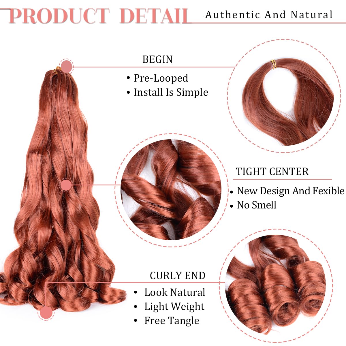 Luoyudu synthetic spiral curly braiding hair 24in Ginger 350, holds shape well.