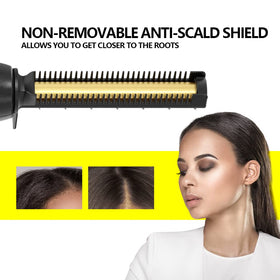 LURA anti-scald shield protects the scalp during edge and root styling