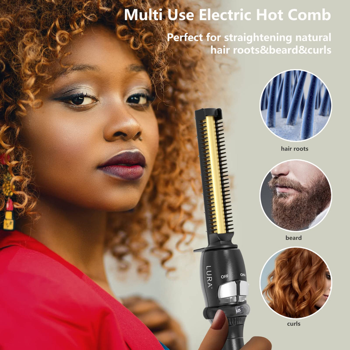 LURA dual voltage travel-friendly hot comb for use abroad