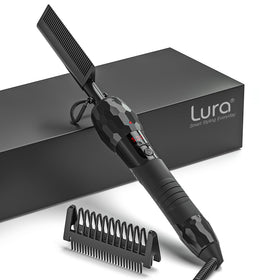 LURA electric hot comb with digital display for precise heat control and smooth styling.