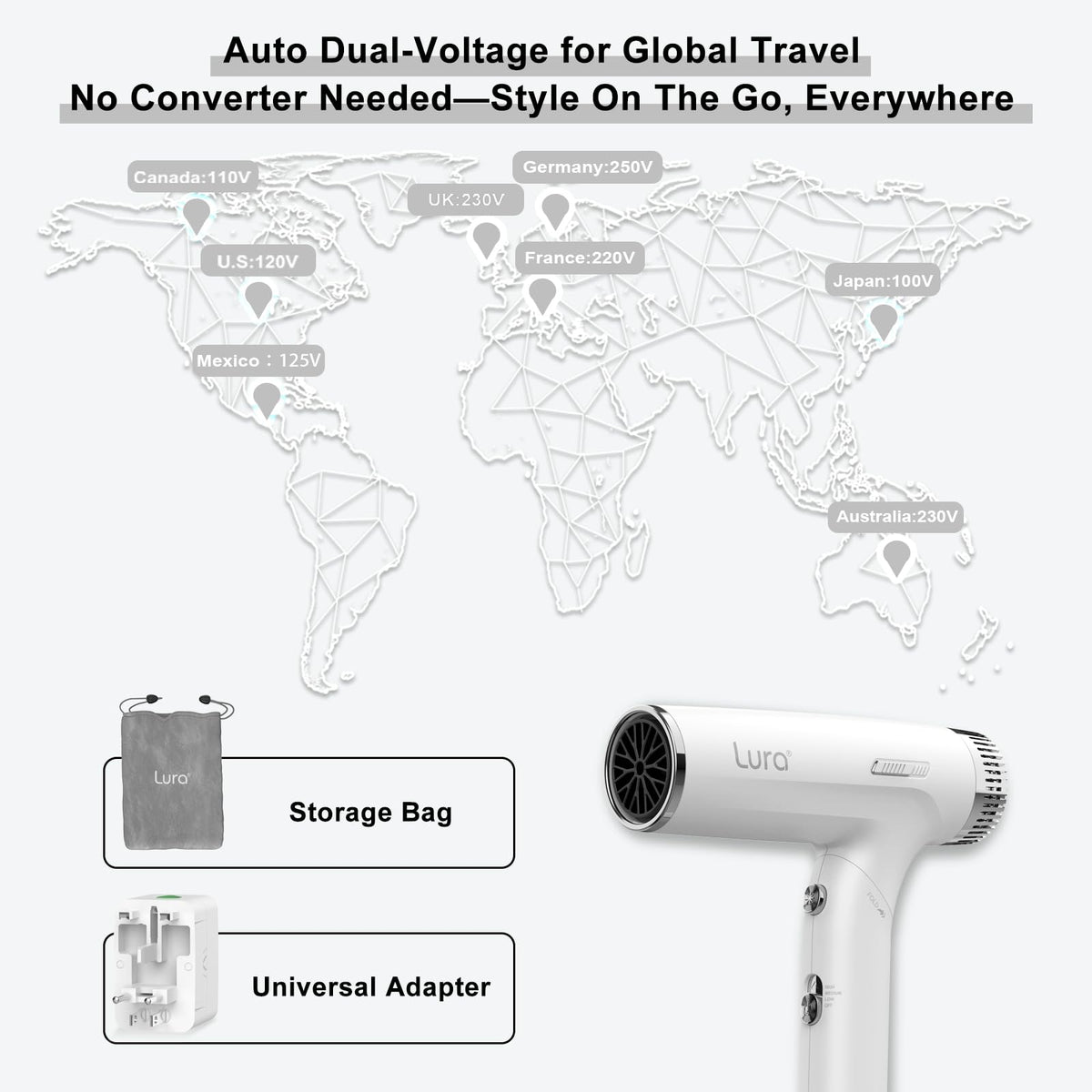 LURA hair dryer diffuser attachment for defined curls and soft volume