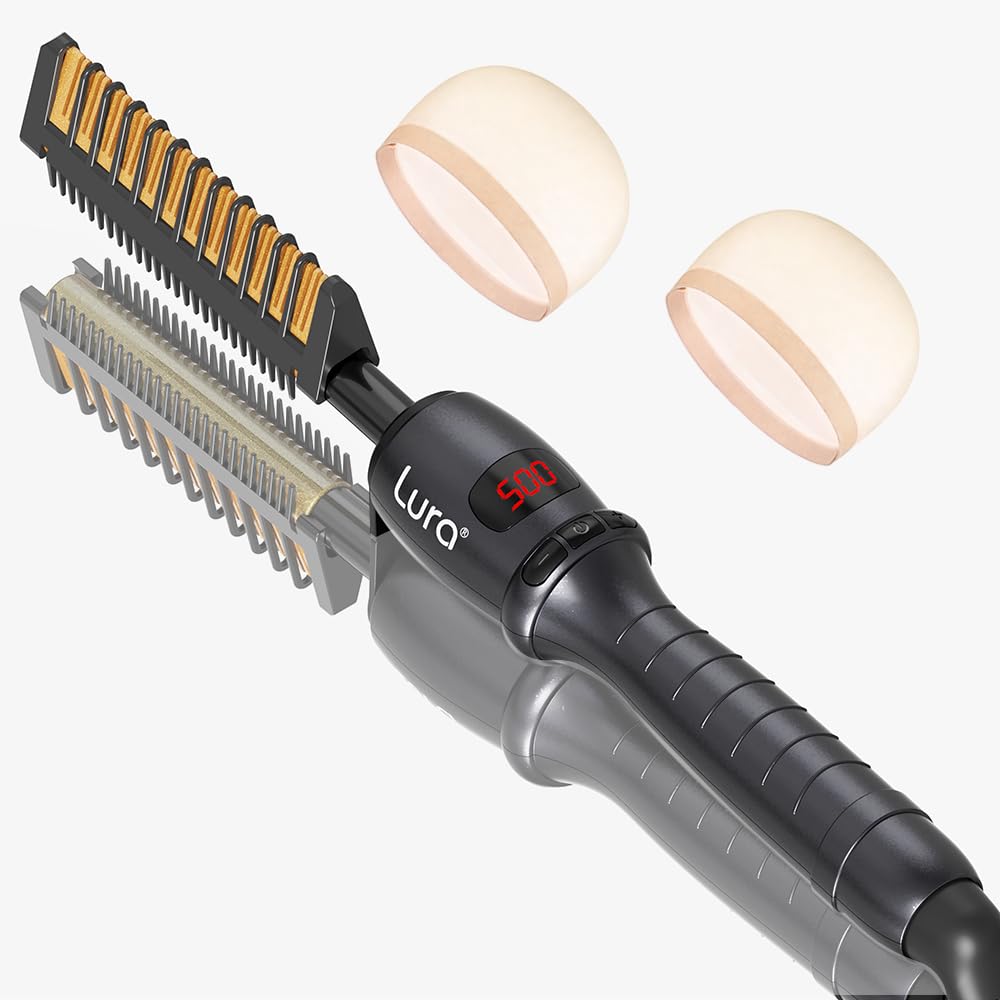 LURA hot comb with heat settings display for precise home styling
