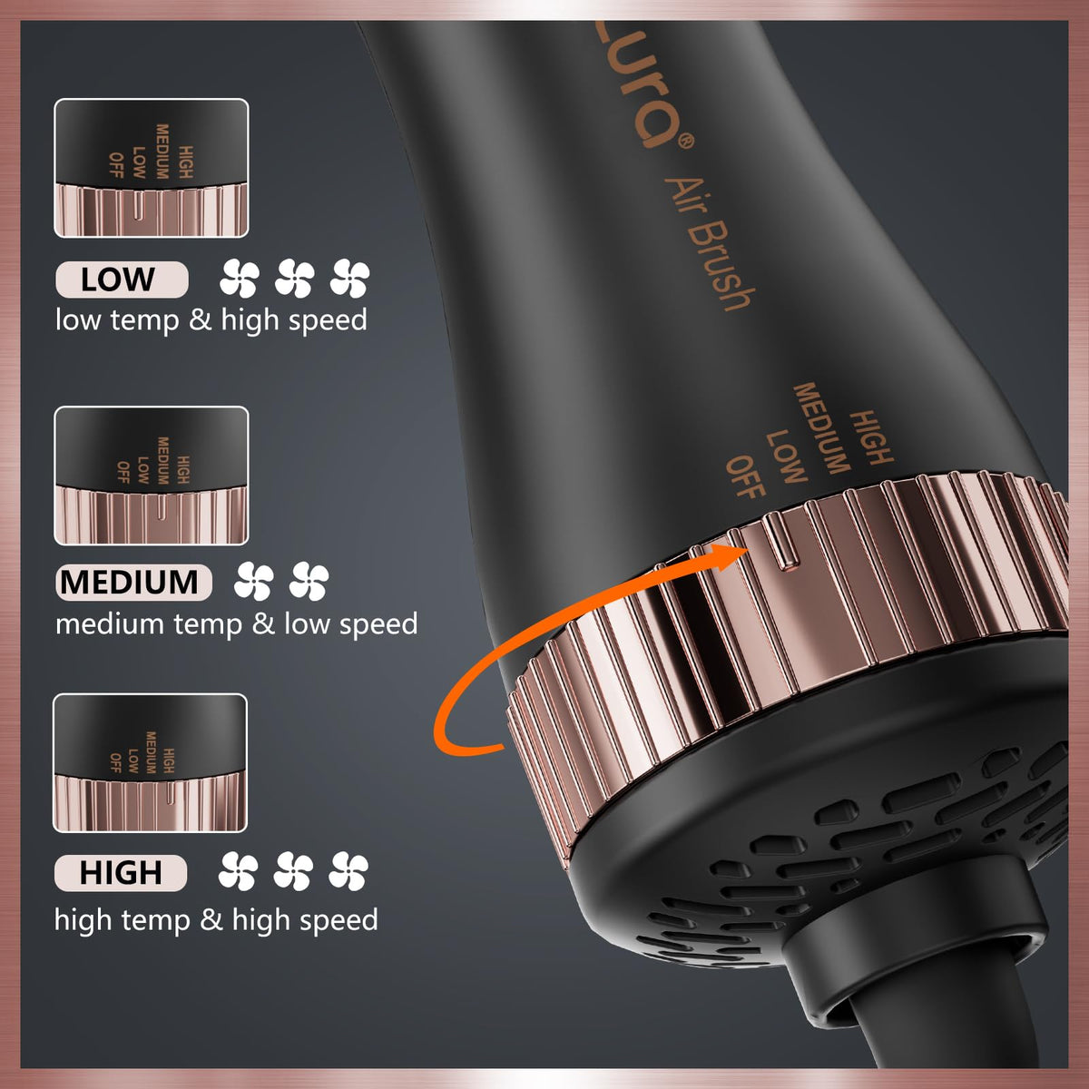 LURA nano titanium oval barrel for even heat and lift.