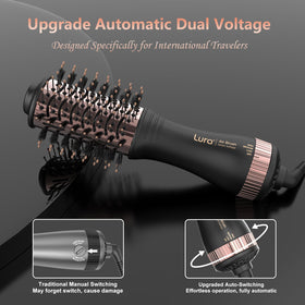 LURA rose-gold travel bag included with the hair dryer brush.