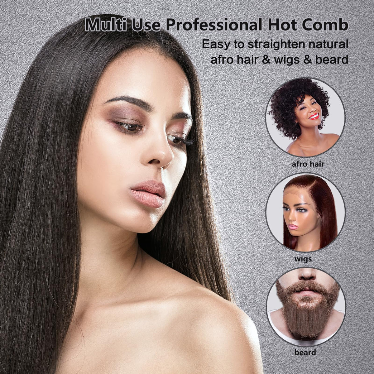 LURA hot comb with wide, deep teeth is ideal for thick African American hair.