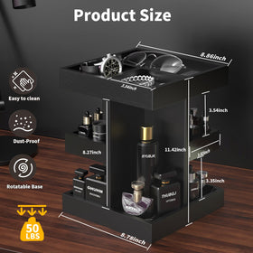 Luraxquty three-tier shelf neatly stores perfumes and cosmetics for quick selection.