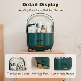 lurcns makeup organizer waterproof lid keeps cosmetics dry on bathroom counter