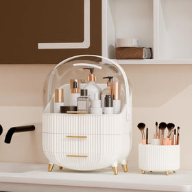 Lurcns organizer featuring a golden handle and non-slip feet for secure placement.