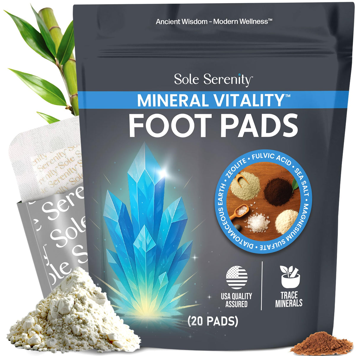 Lure Essentials Sole Serenity foot pads pack for daily mineral-infused use.