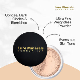 Lure Minerals Foundation 8g jar reveals compact travel-friendly sifter