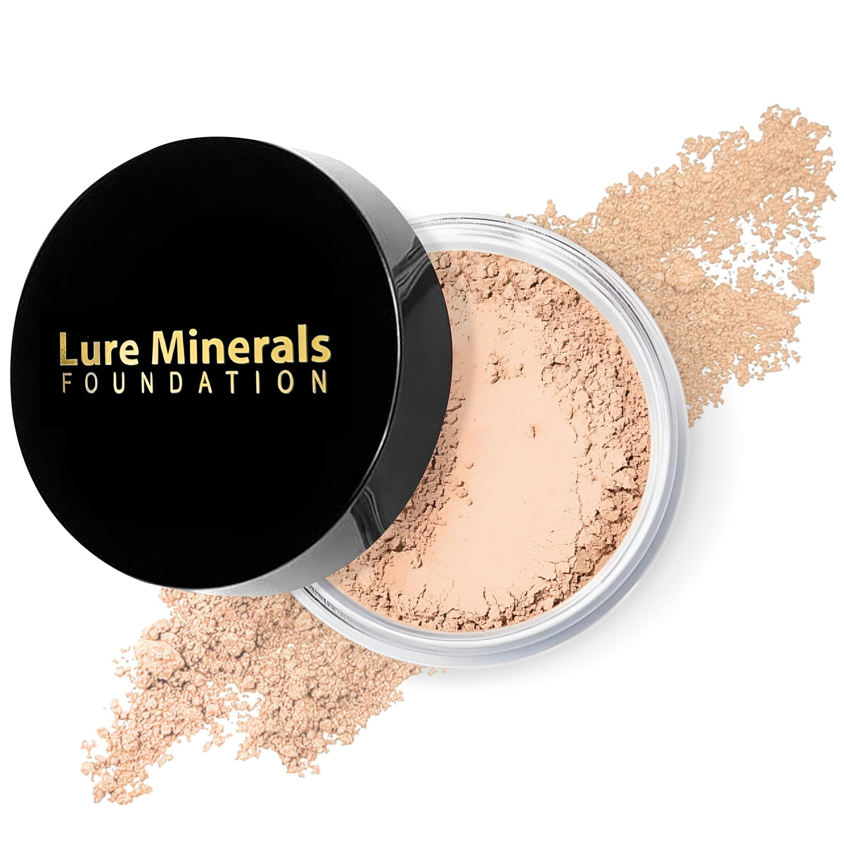 Lure Minerals Foundation jar with sifter packaging keeps powder clean and controlled
