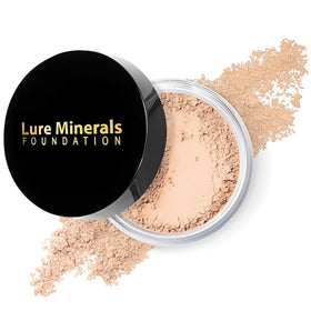 Lure Minerals Foundation jar with sifter packaging keeps powder clean and controlled
