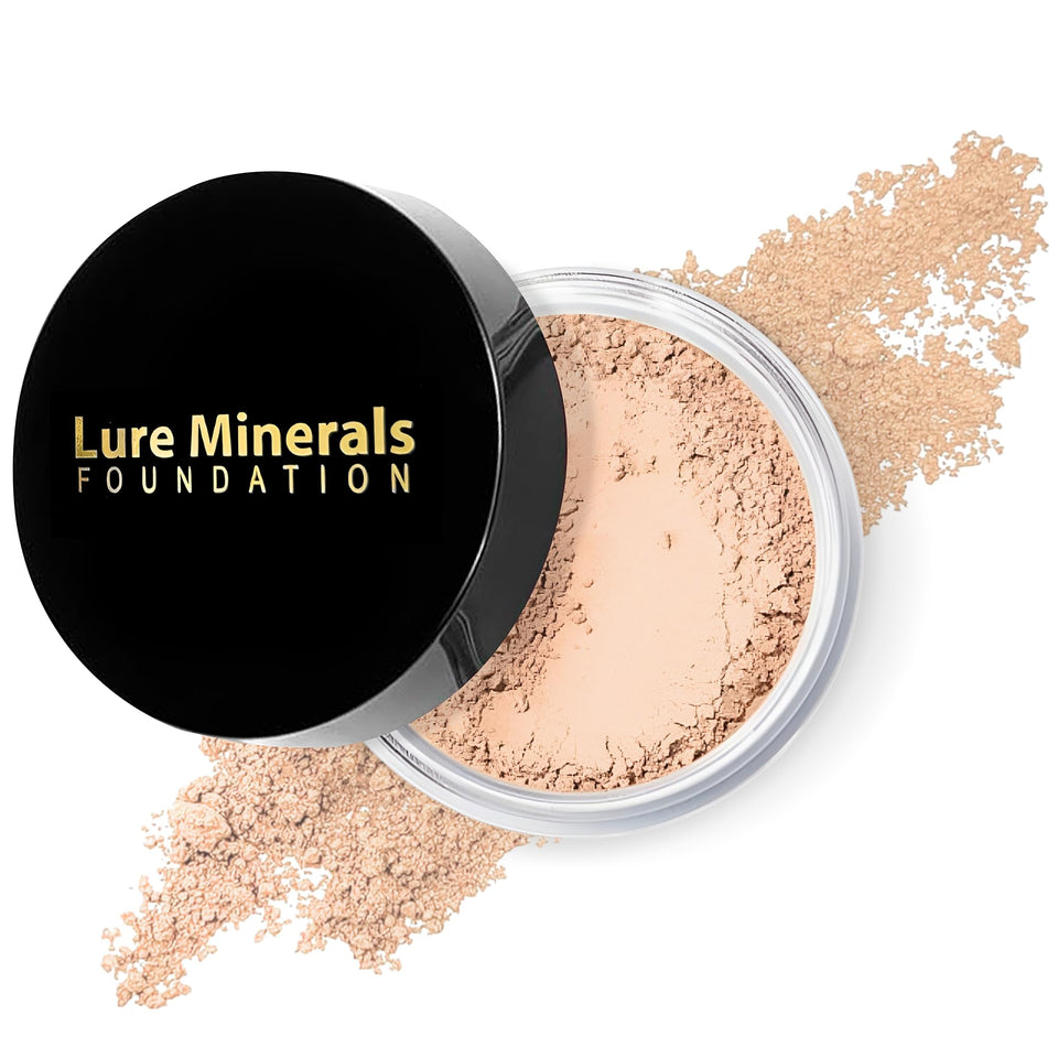 Lure Minerals Foundation jar with sifter packaging keeps powder clean and controlled